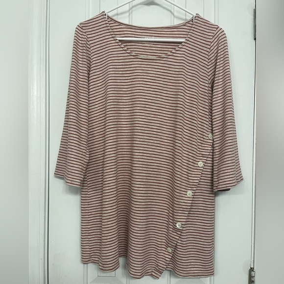 𝅺PUREJILL asymmetric-button tunic 3/4 sleeve. Cotton Modal blend. Size Small. - Picture 1 of 7